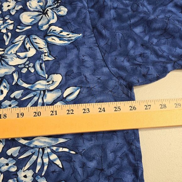 Hawaiian Rayon Shirt Mens XL Blue Aloha Floral Pineapple Connection - Picture 8 of 12